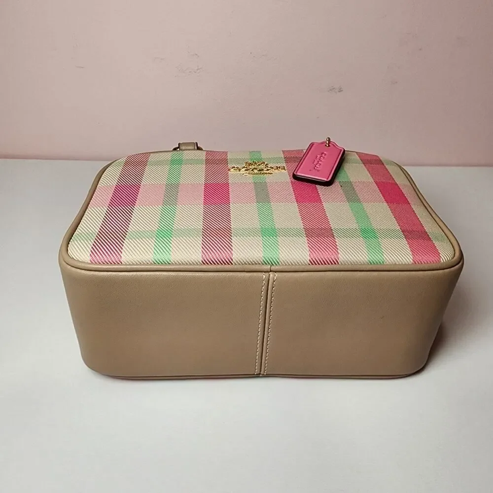 NWT Coach Satchel Crossbody Bag With Plaid Print CBI90 Pink Multi Authentic - Picture 5 of 10